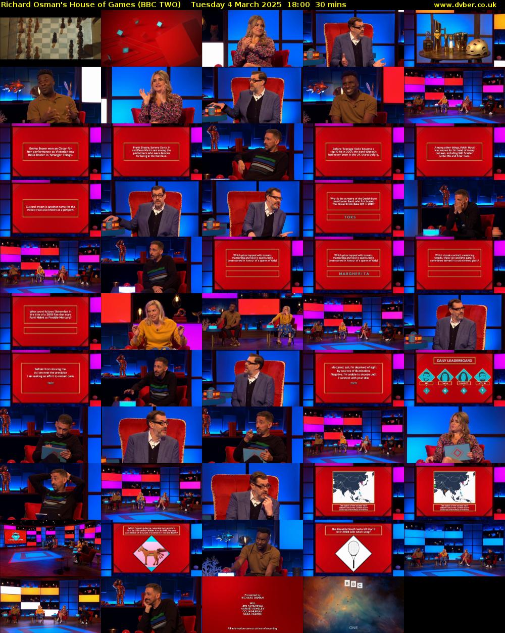 Richard Osman's House of Games (BBC TWO) Tuesday 4 March 2025 18:00 - 18:30