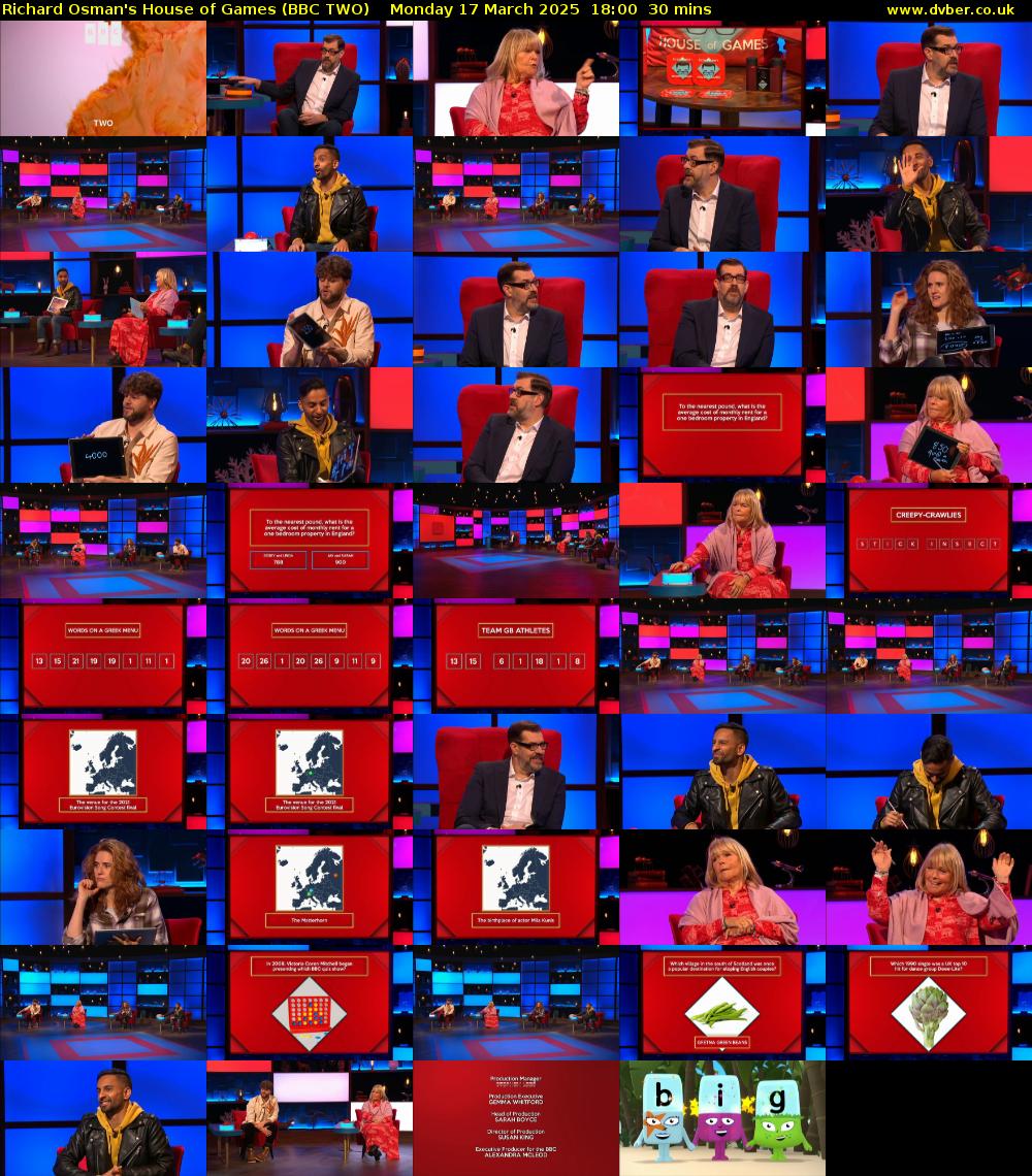 Richard Osman's House of Games (BBC TWO) Monday 17 March 2025 18:00 - 18:30