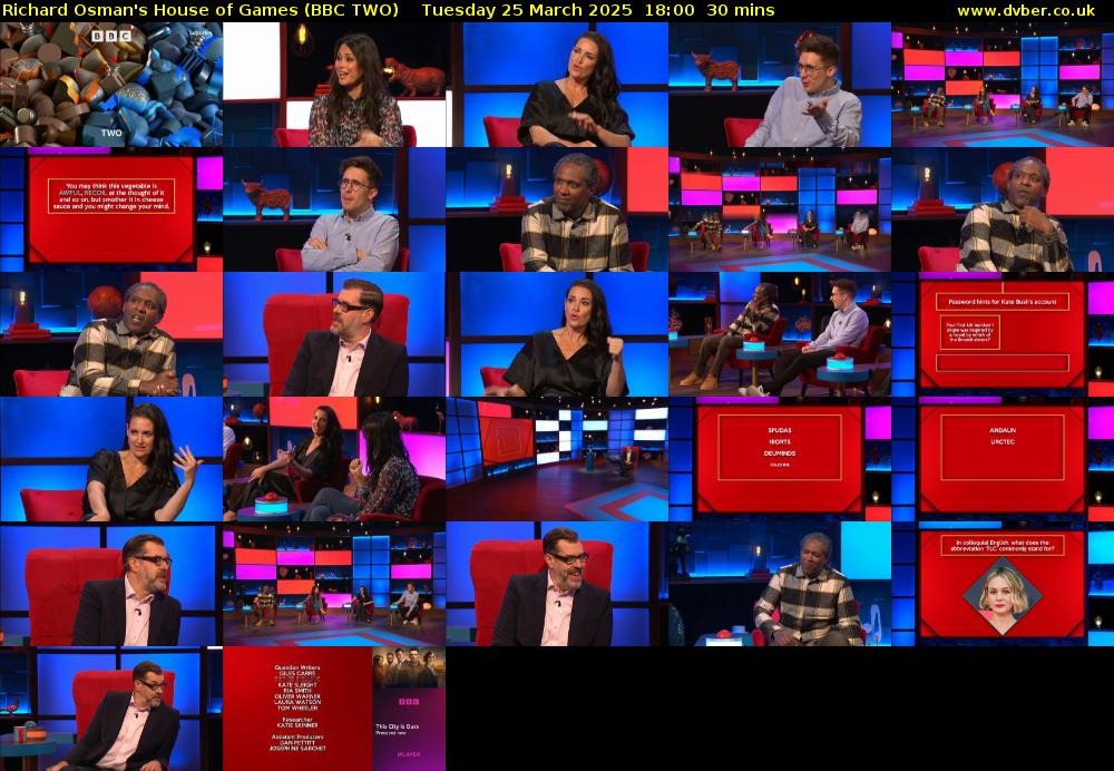 Richard Osman's House of Games (BBC TWO) Tuesday 25 March 2025 18:00 - 18:30