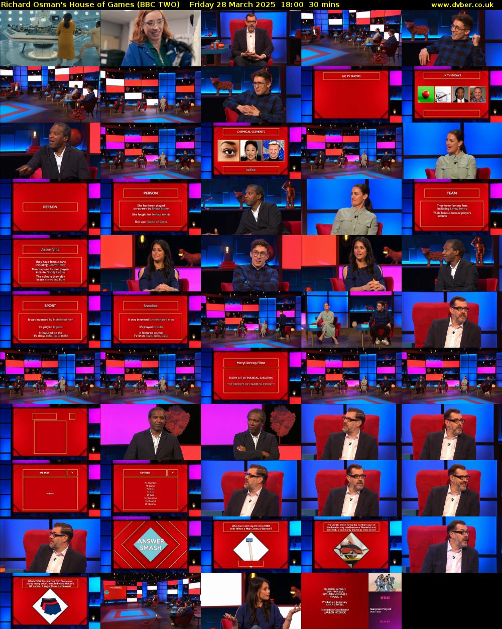 Richard Osman's House of Games (BBC TWO) Friday 28 March 2025 18:00 - 18:30