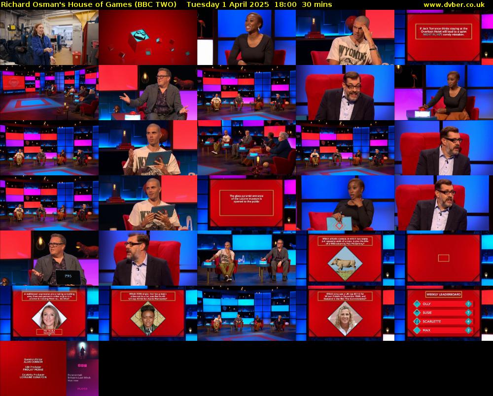 Richard Osman's House of Games (BBC TWO) Tuesday 1 April 2025 18:00 - 18:30