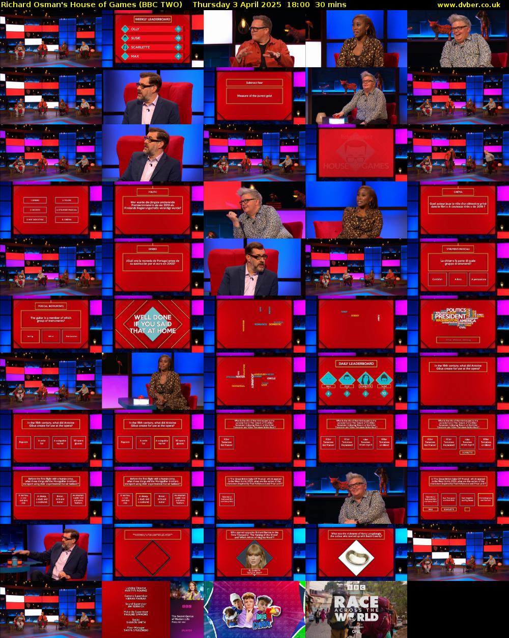 Richard Osman's House of Games (BBC TWO) Thursday 3 April 2025 18:00 - 18:30