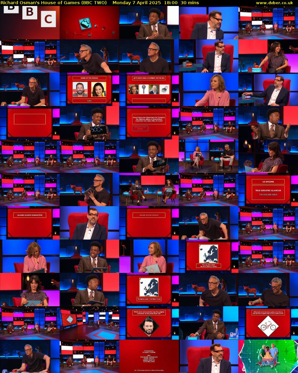 Richard Osman's House of Games (BBC TWO) Monday 7 April 2025 18:00 - 18:30