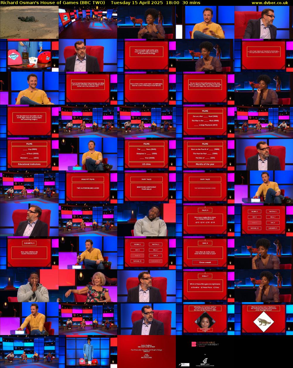 Richard Osman's House of Games (BBC TWO) Tuesday 15 April 2025 18:00 - 18:30