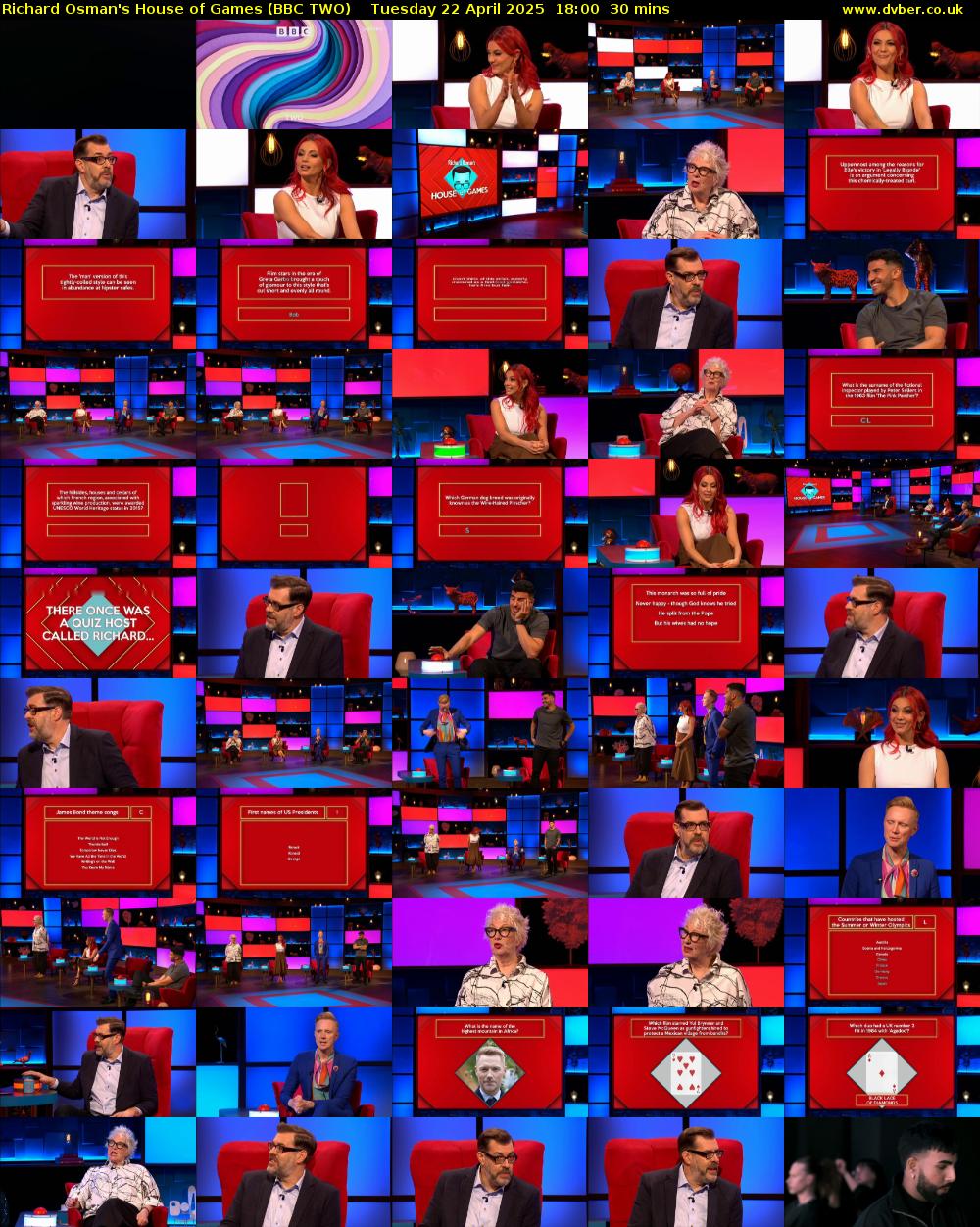 Richard Osman's House of Games (BBC TWO) Tuesday 22 April 2025 18:00 - 18:30