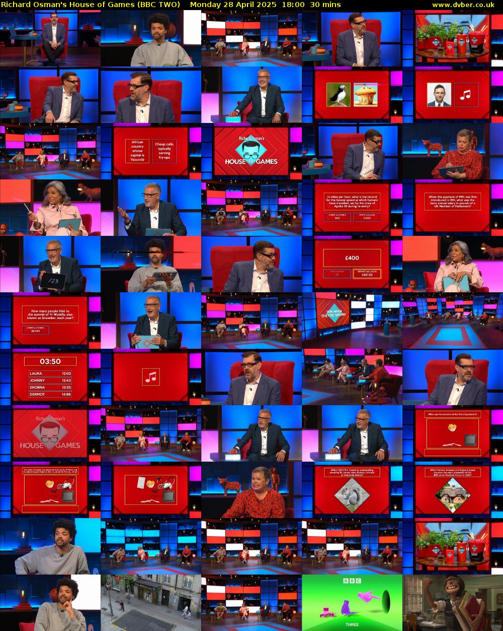 Richard Osman's House of Games (BBC TWO) Monday 28 April 2025 18:00 - 18:30