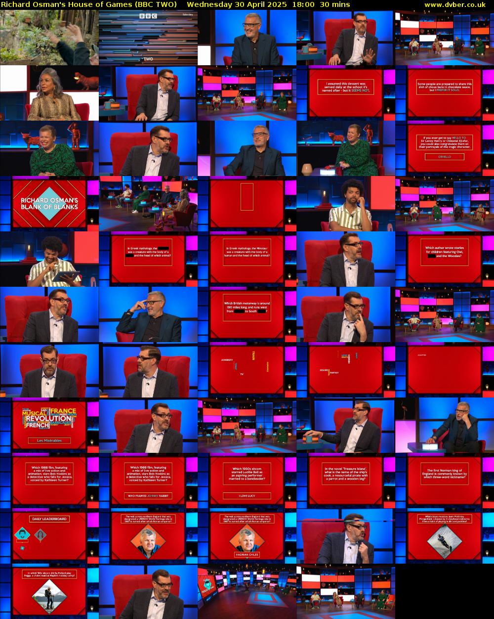 Richard Osman's House of Games (BBC TWO) Wednesday 30 April 2025 18:00 - 18:30