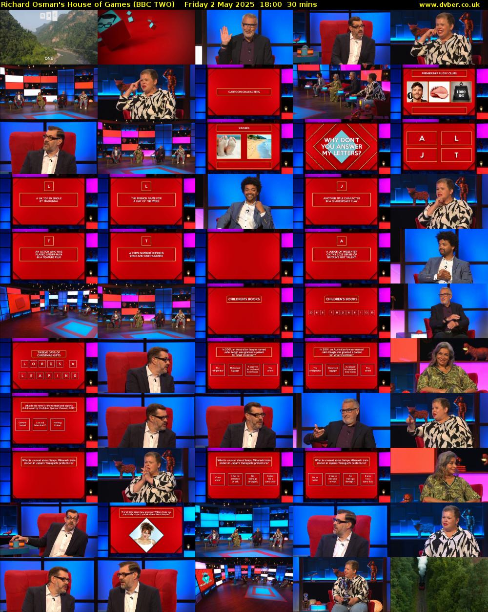 Richard Osman's House of Games (BBC TWO) Friday 2 May 2025 18:00 - 18:30