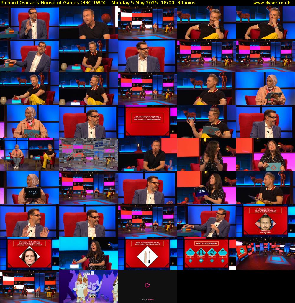 Richard Osman's House of Games (BBC TWO) Monday 5 May 2025 18:00 - 18:30
