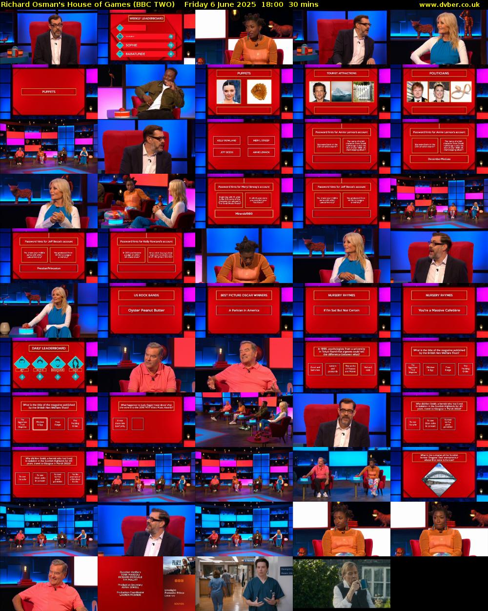 Richard Osman's House of Games (BBC TWO) Friday 6 June 2025 18:00 - 18:30