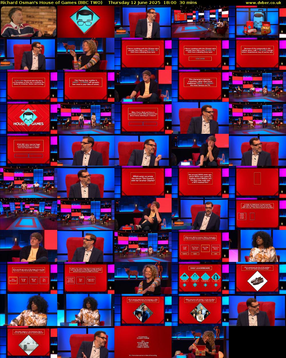 Richard Osman's House of Games (BBC TWO) Thursday 12 June 2025 18:00 - 18:30