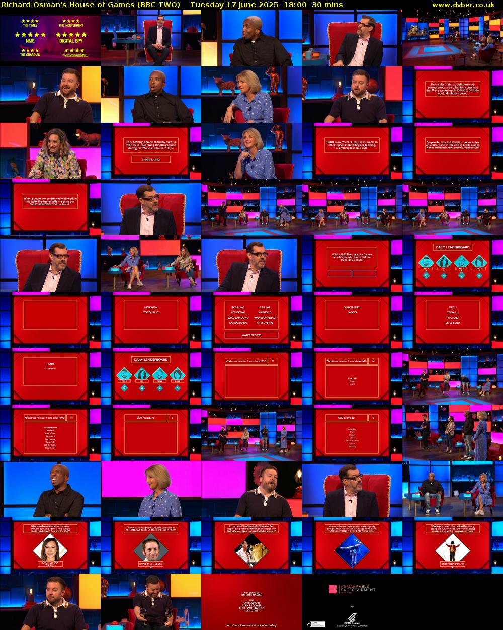 Richard Osman's House of Games (BBC TWO) Tuesday 17 June 2025 18:00 - 18:30