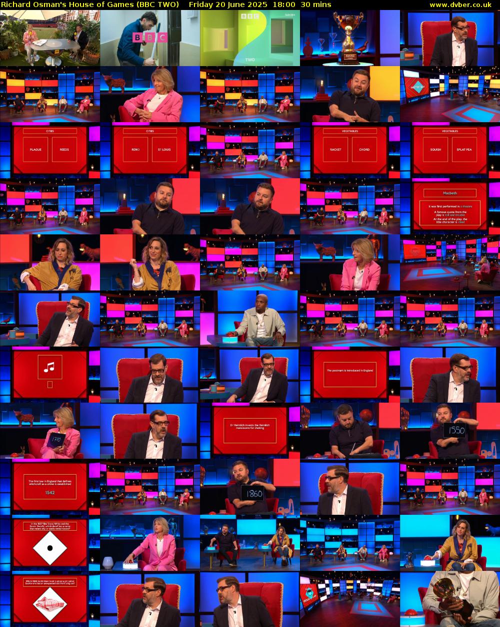 Richard Osman's House of Games (BBC TWO) Friday 20 June 2025 18:00 - 18:30