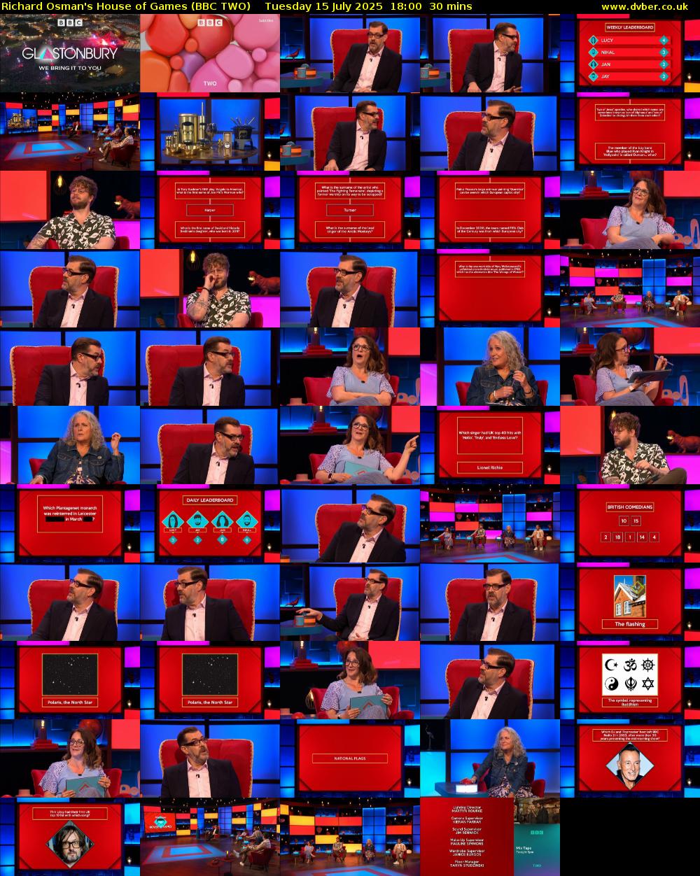 Richard Osman's House of Games (BBC TWO) Tuesday 15 July 2025 18:00 - 18:30