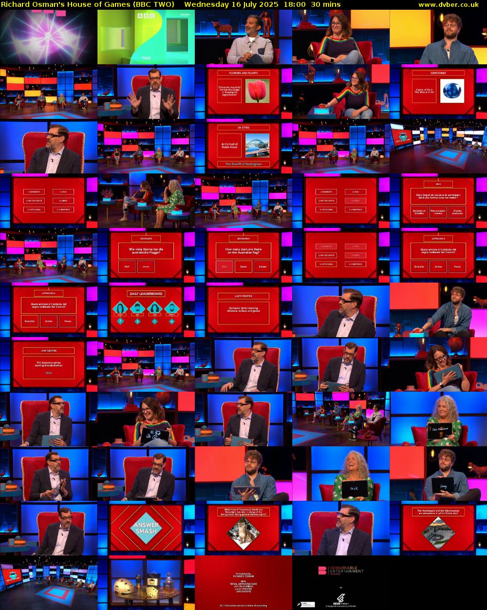 Richard Osman's House of Games (BBC TWO) Wednesday 16 July 2025 18:00 - 18:30