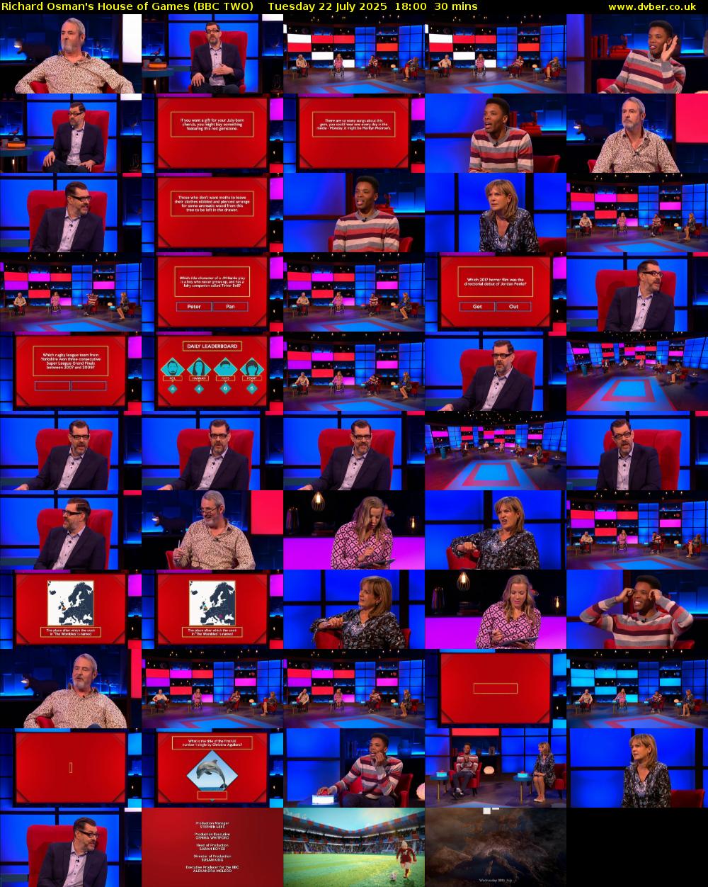 Richard Osman's House of Games (BBC TWO) Tuesday 22 July 2025 18:00 - 18:30