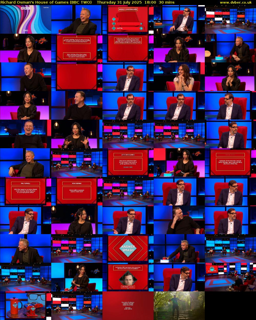 Richard Osman's House of Games (BBC TWO) Thursday 31 July 2025 18:00 - 18:30
