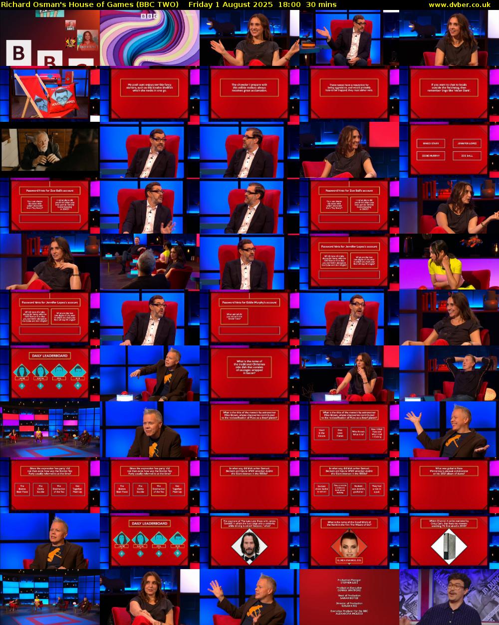 Richard Osman's House of Games (BBC TWO) Friday 1 August 2025 18:00 - 18:30