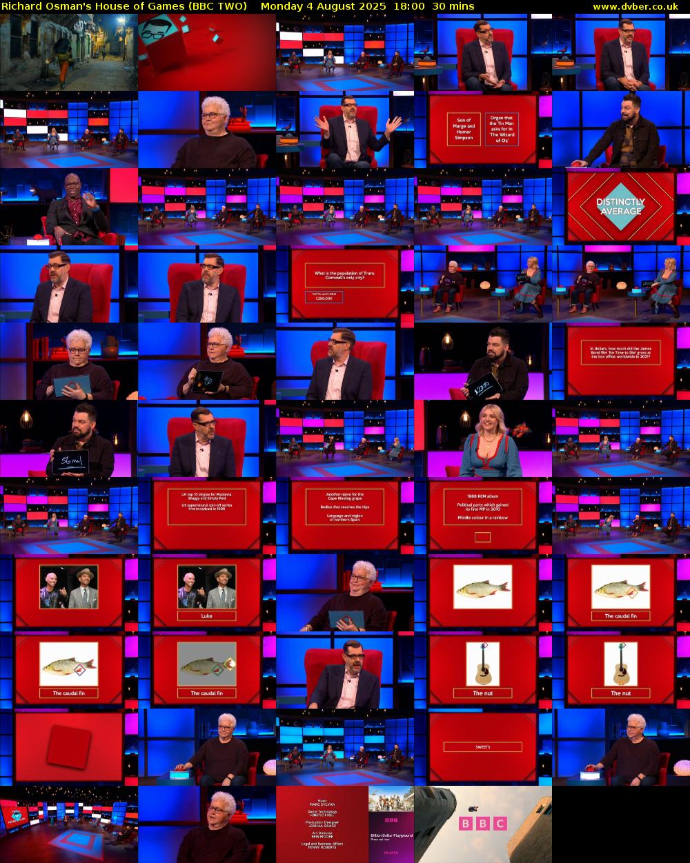 Richard Osman's House of Games (BBC TWO) Monday 4 August 2025 18:00 - 18:30