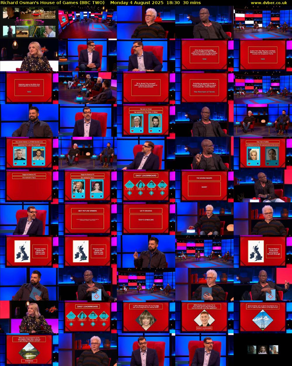 Richard Osman's House of Games (BBC TWO) Monday 4 August 2025 18:30 - 19:00