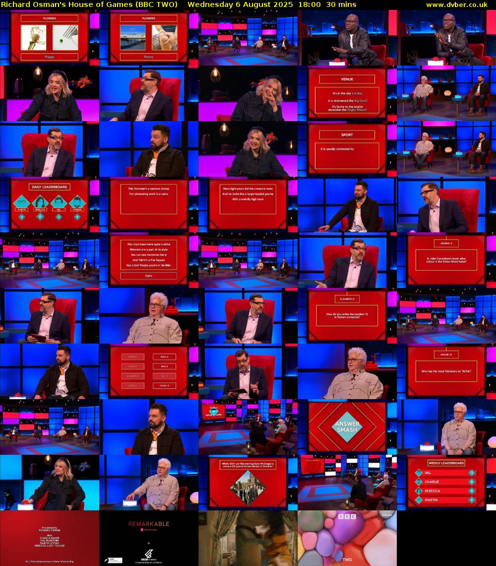 Richard Osman's House of Games (BBC TWO) Wednesday 6 August 2025 18:00 - 18:30