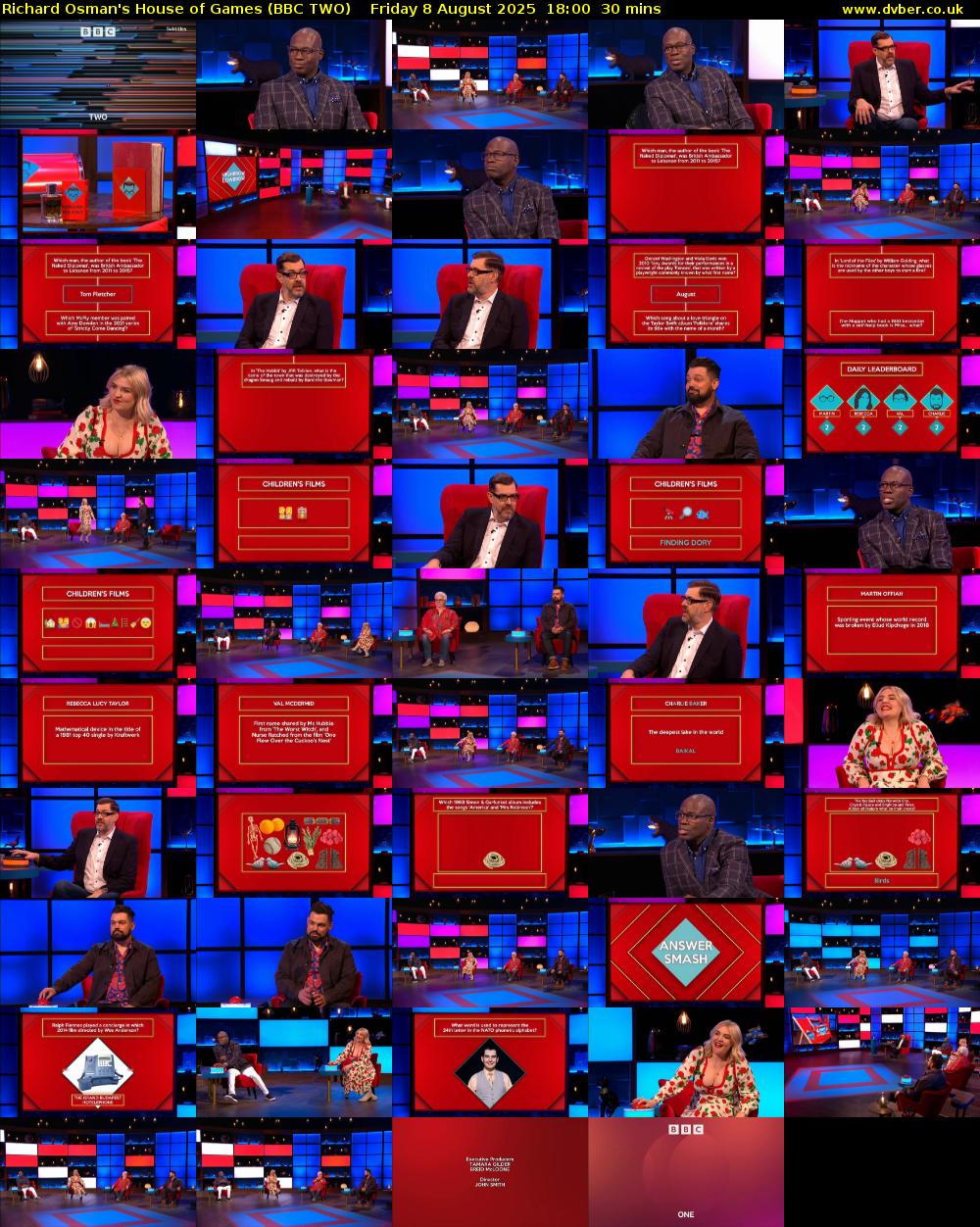 Richard Osman's House of Games (BBC TWO) Friday 8 August 2025 18:00 - 18:30