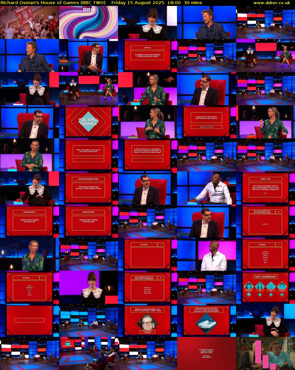 Richard Osman's House of Games (BBC TWO) Friday 15 August 2025 18:00 - 18:30