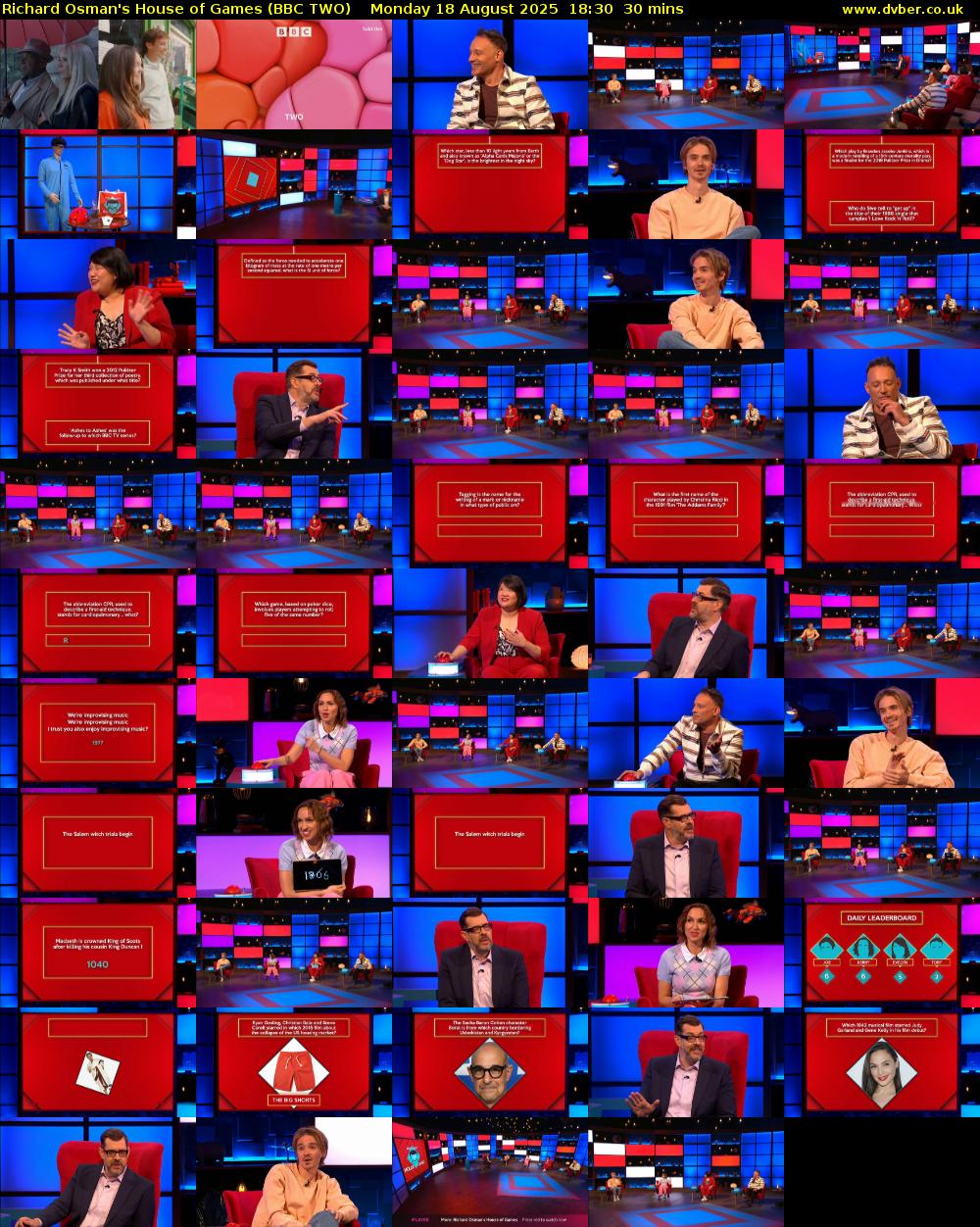 Richard Osman's House of Games (BBC TWO) Monday 18 August 2025 18:30 - 19:00
