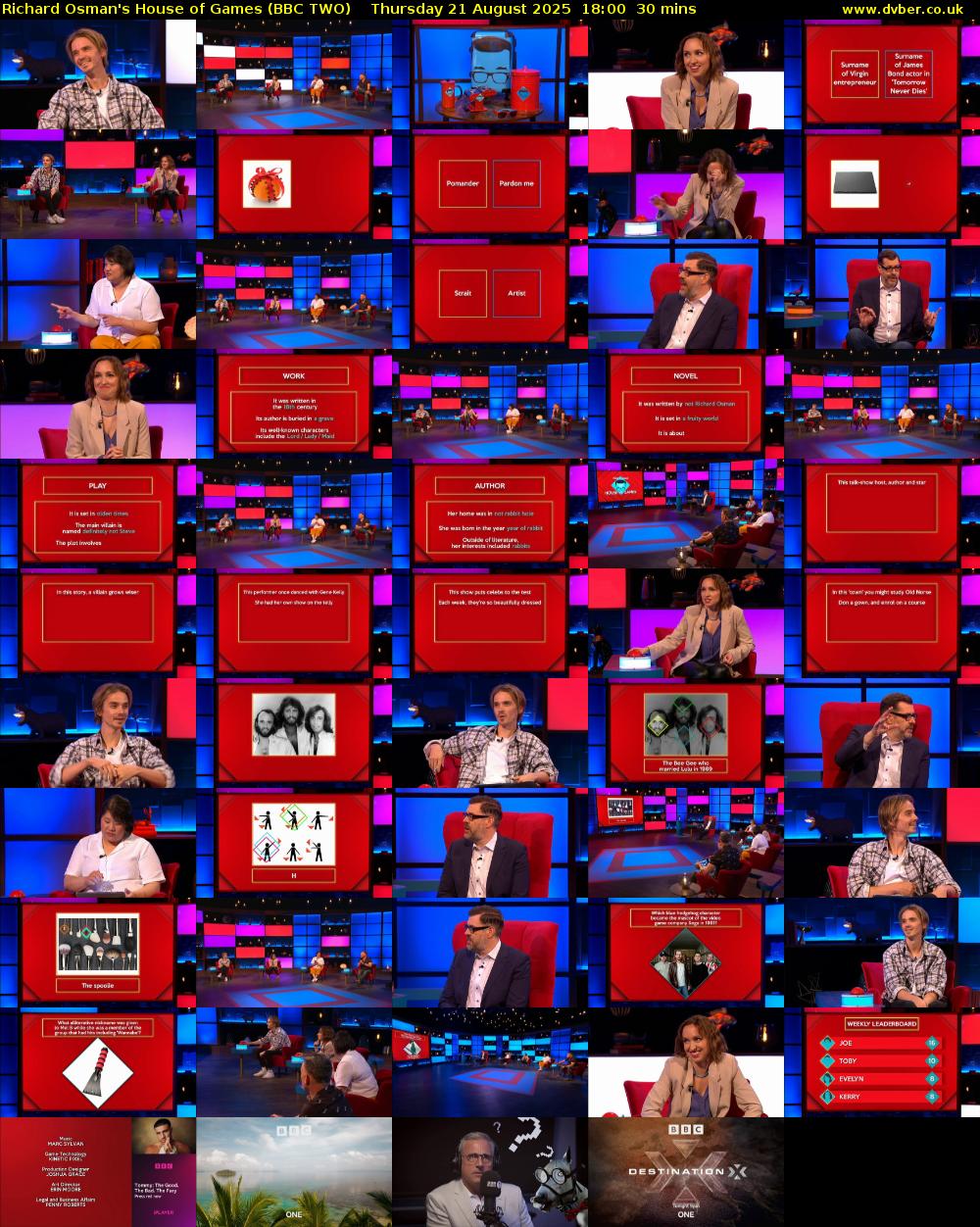 Richard Osman's House of Games (BBC TWO) Thursday 21 August 2025 18:00 - 18:30