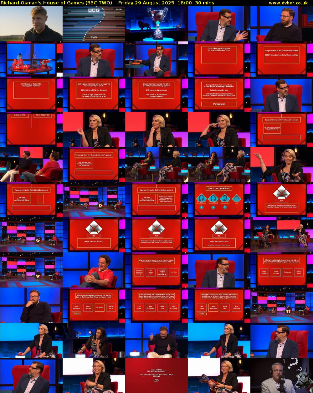 Richard Osman's House of Games (BBC TWO) Friday 29 August 2025 18:00 - 18:30