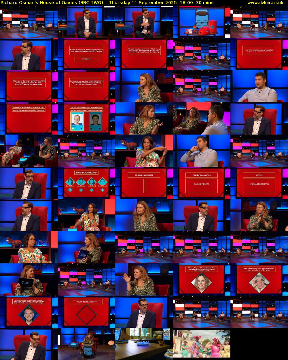 Richard Osman's House of Games (BBC TWO) Thursday 11 September 2025 18:00 - 18:30