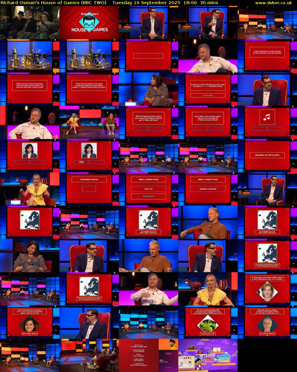 Richard Osman's House of Games (BBC TWO) Tuesday 16 September 2025 18:00 - 18:30