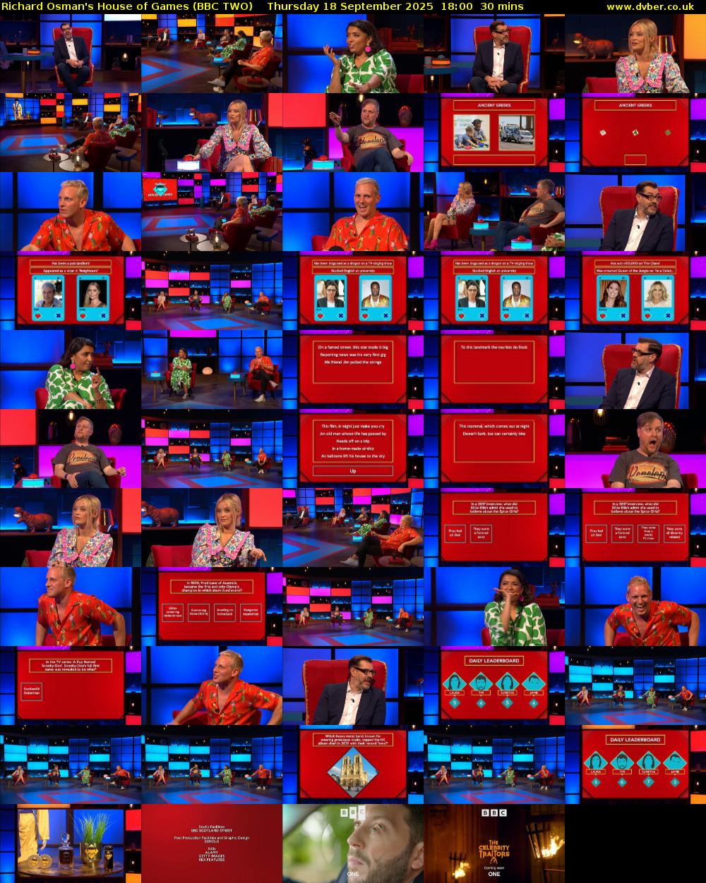 Richard Osman's House of Games (BBC TWO) Thursday 18 September 2025 18:00 - 18:30