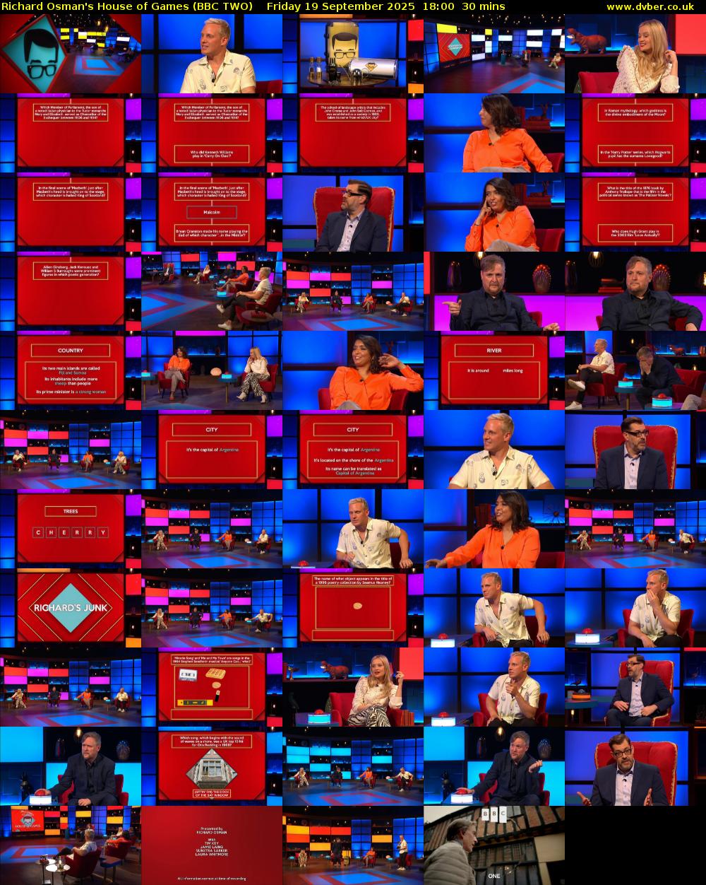 Richard Osman's House of Games (BBC TWO) Friday 19 September 2025 18:00 - 18:30