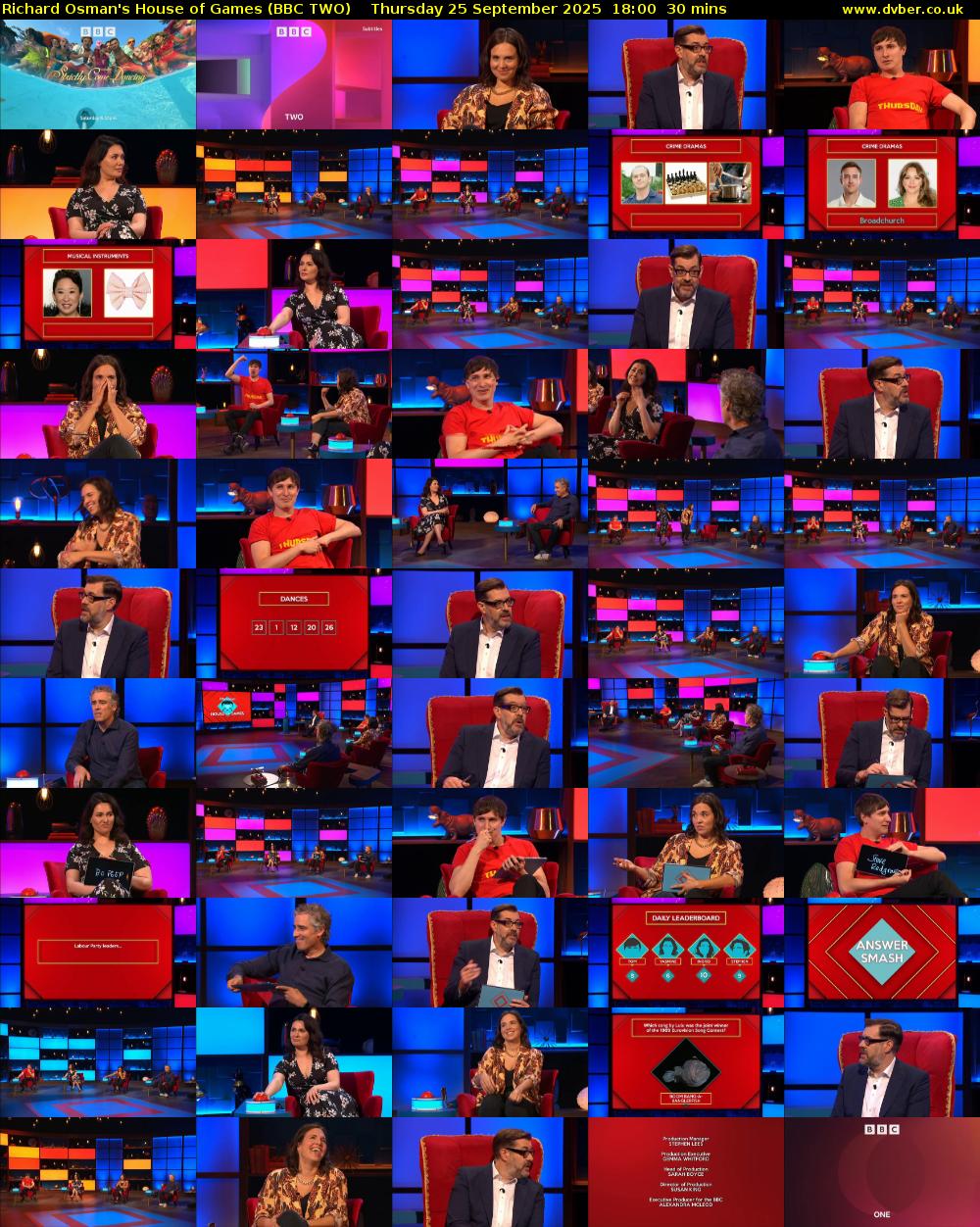 Richard Osman's House of Games (BBC TWO) Thursday 25 September 2025 18:00 - 18:30