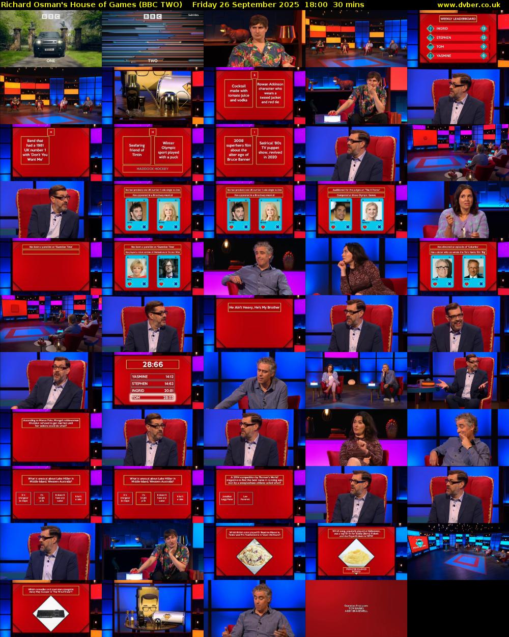 Richard Osman's House of Games (BBC TWO) Friday 26 September 2025 18:00 - 18:30