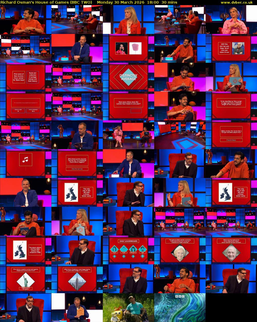 Richard Osman's House of Games (BBC TWO) Monday 30 March 2026 18:00 - 18:30