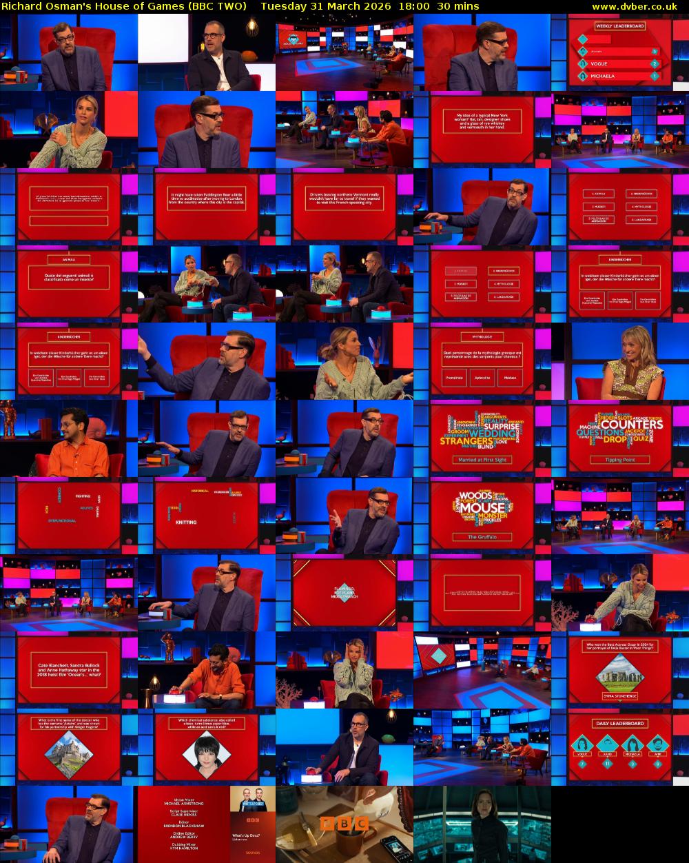 Richard Osman's House of Games (BBC TWO) Tuesday 31 March 2026 18:00 - 18:30