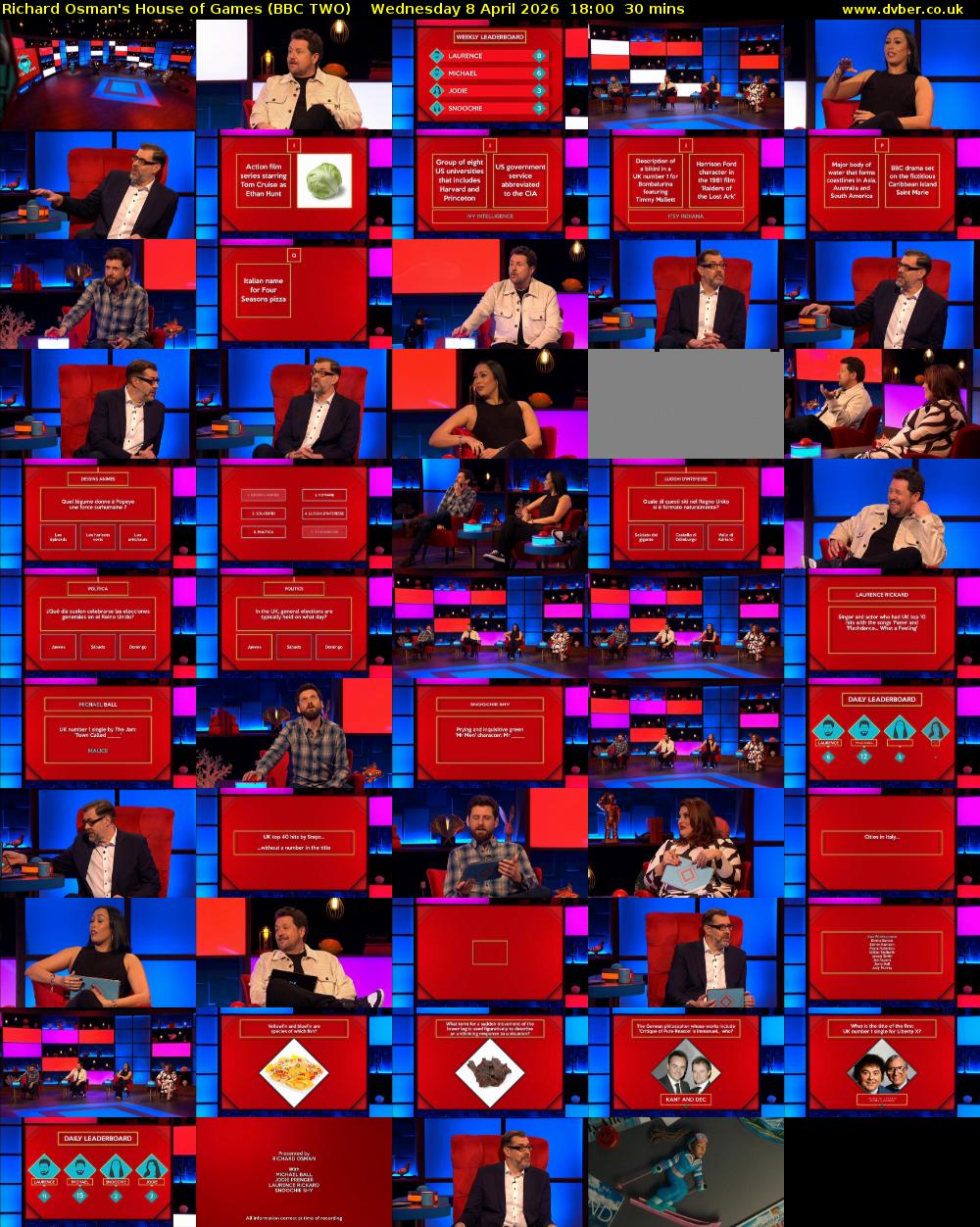 Richard Osman's House of Games (BBC TWO) Wednesday 8 April 2026 18:00 - 18:30