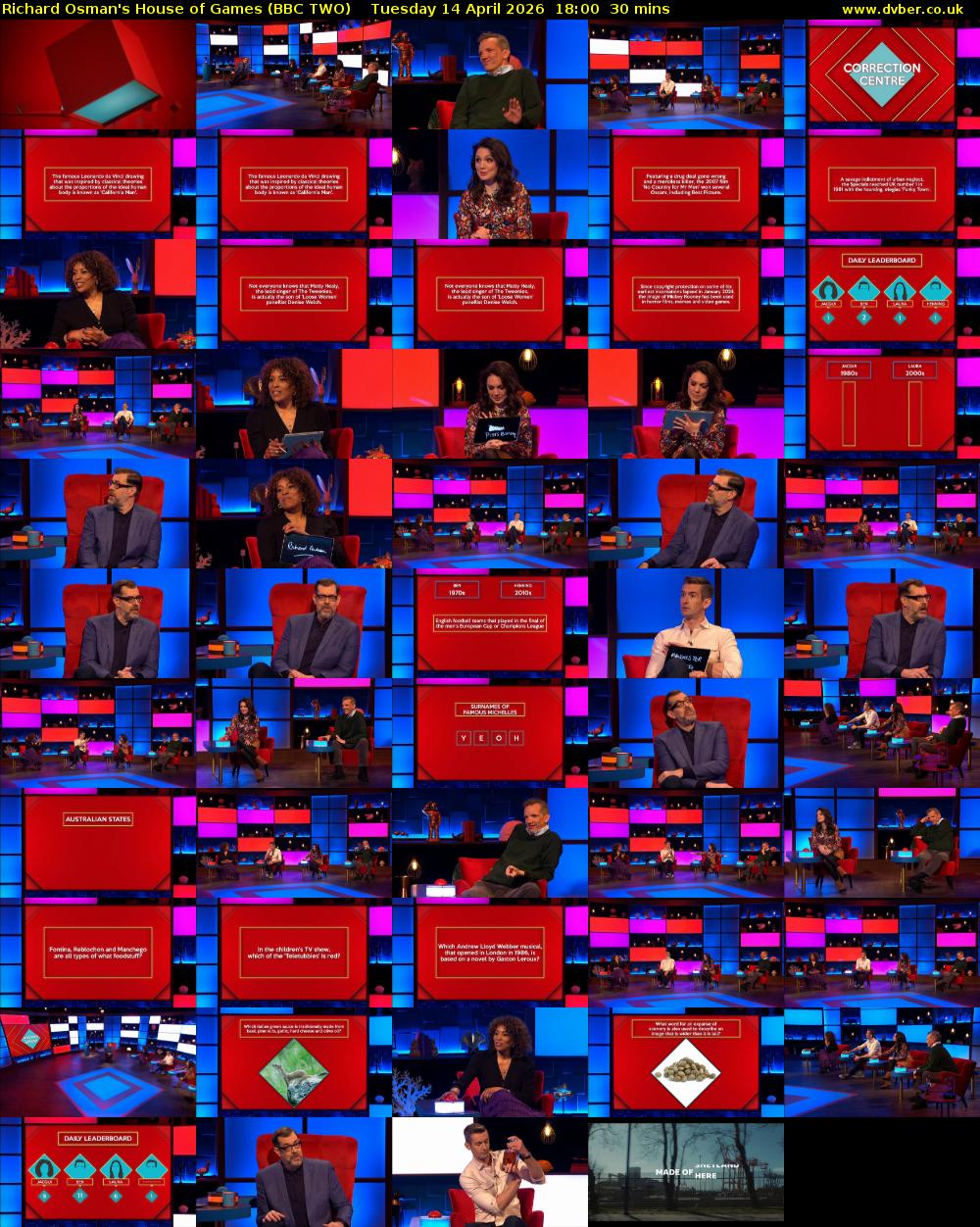 Richard Osman's House of Games (BBC TWO) Tuesday 14 April 2026 18:00 - 18:30