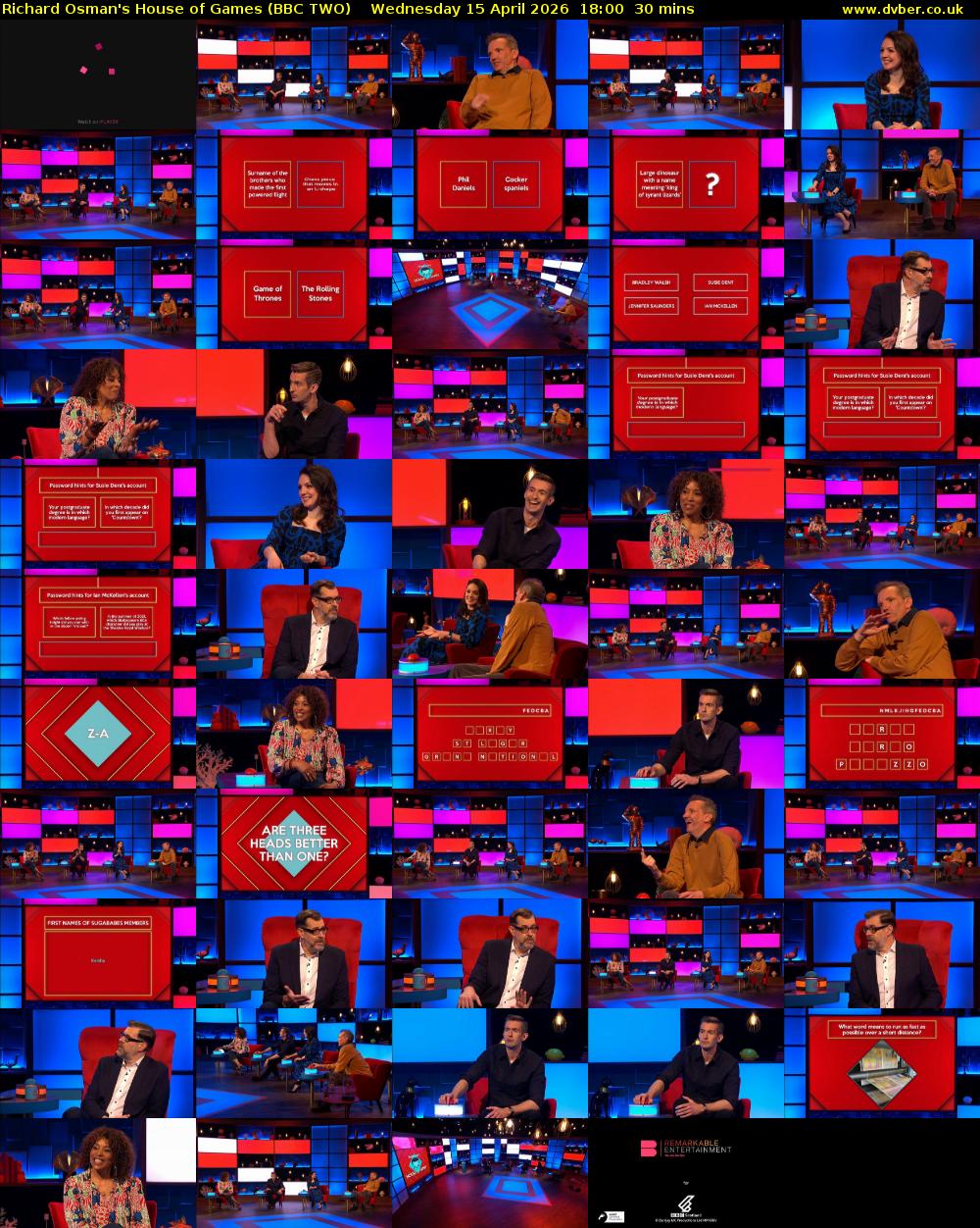 Richard Osman's House of Games (BBC TWO) Wednesday 15 April 2026 18:00 - 18:30