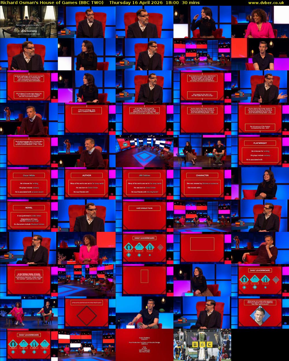 Richard Osman's House of Games (BBC TWO) Thursday 16 April 2026 18:00 - 18:30