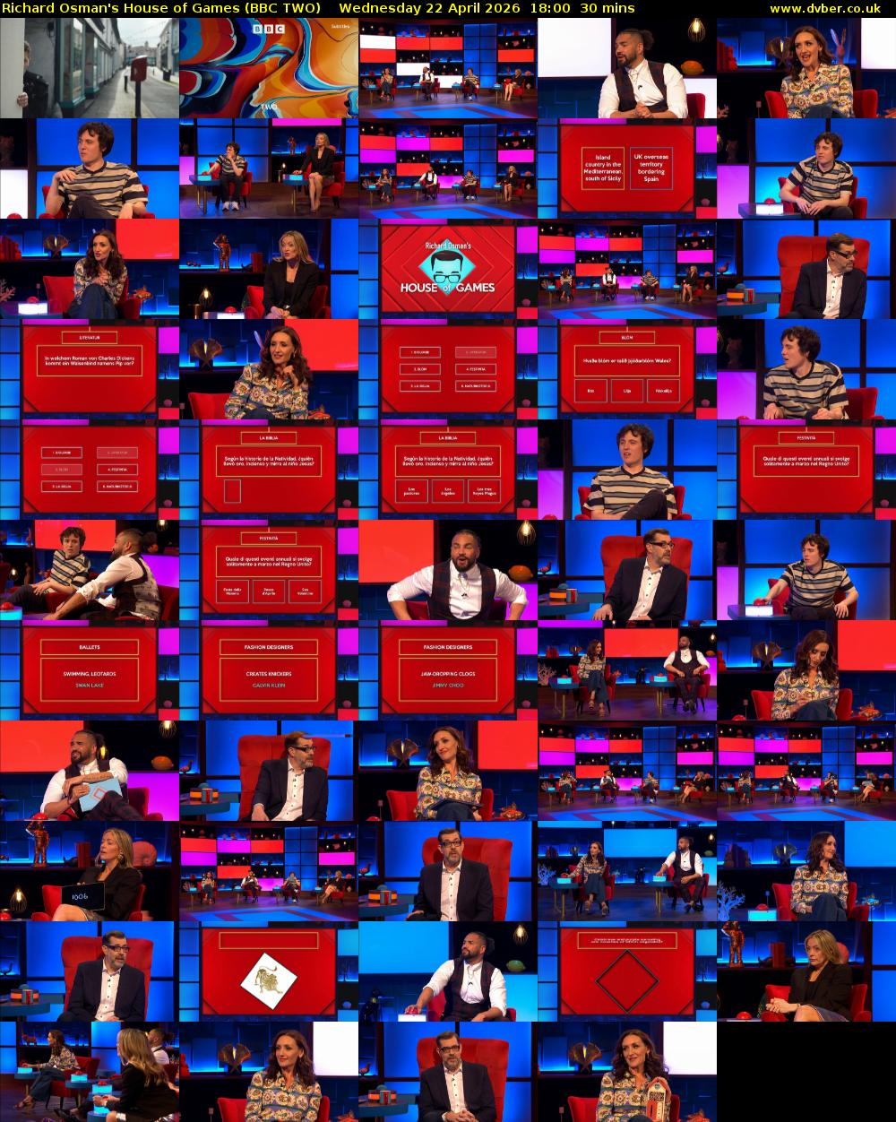 Richard Osman's House of Games (BBC TWO) Wednesday 22 April 2026 18:00 - 18:30