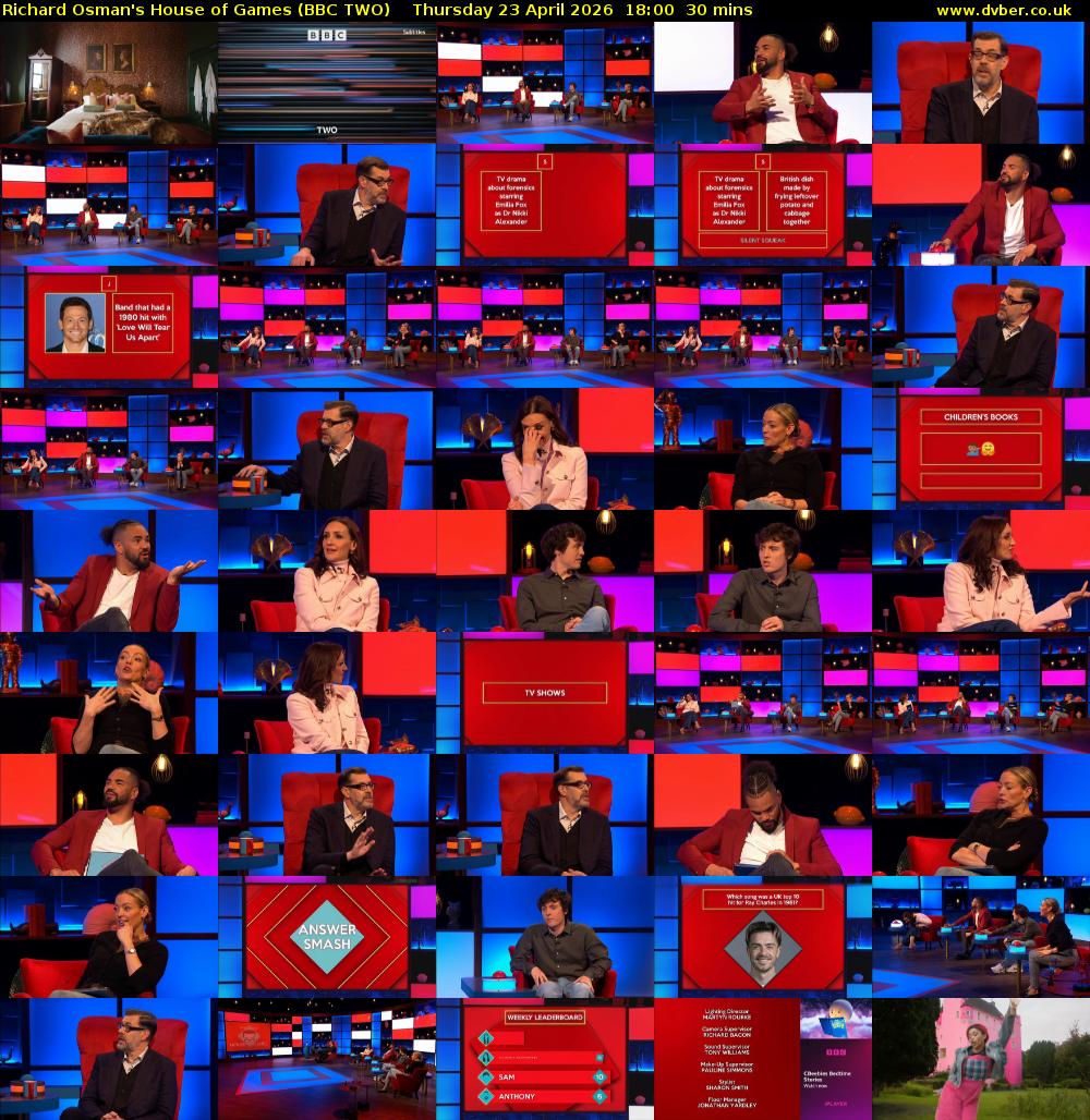 Richard Osman's House of Games (BBC TWO) Thursday 23 April 2026 18:00 - 18:30