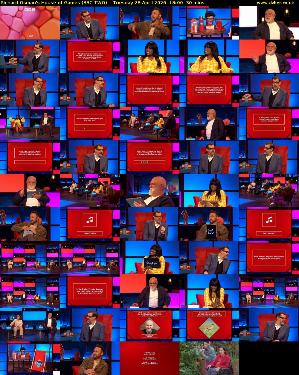 Richard Osman's House of Games (BBC TWO) Tuesday 28 April 2026 18:00 - 18:30