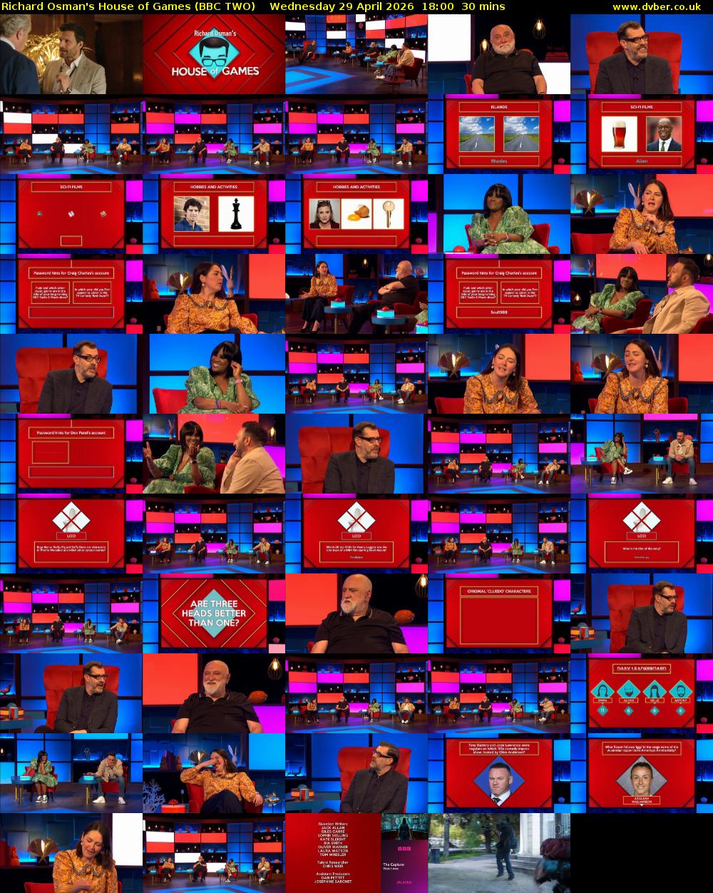 Richard Osman's House of Games (BBC TWO) Wednesday 29 April 2026 18:00 - 18:30