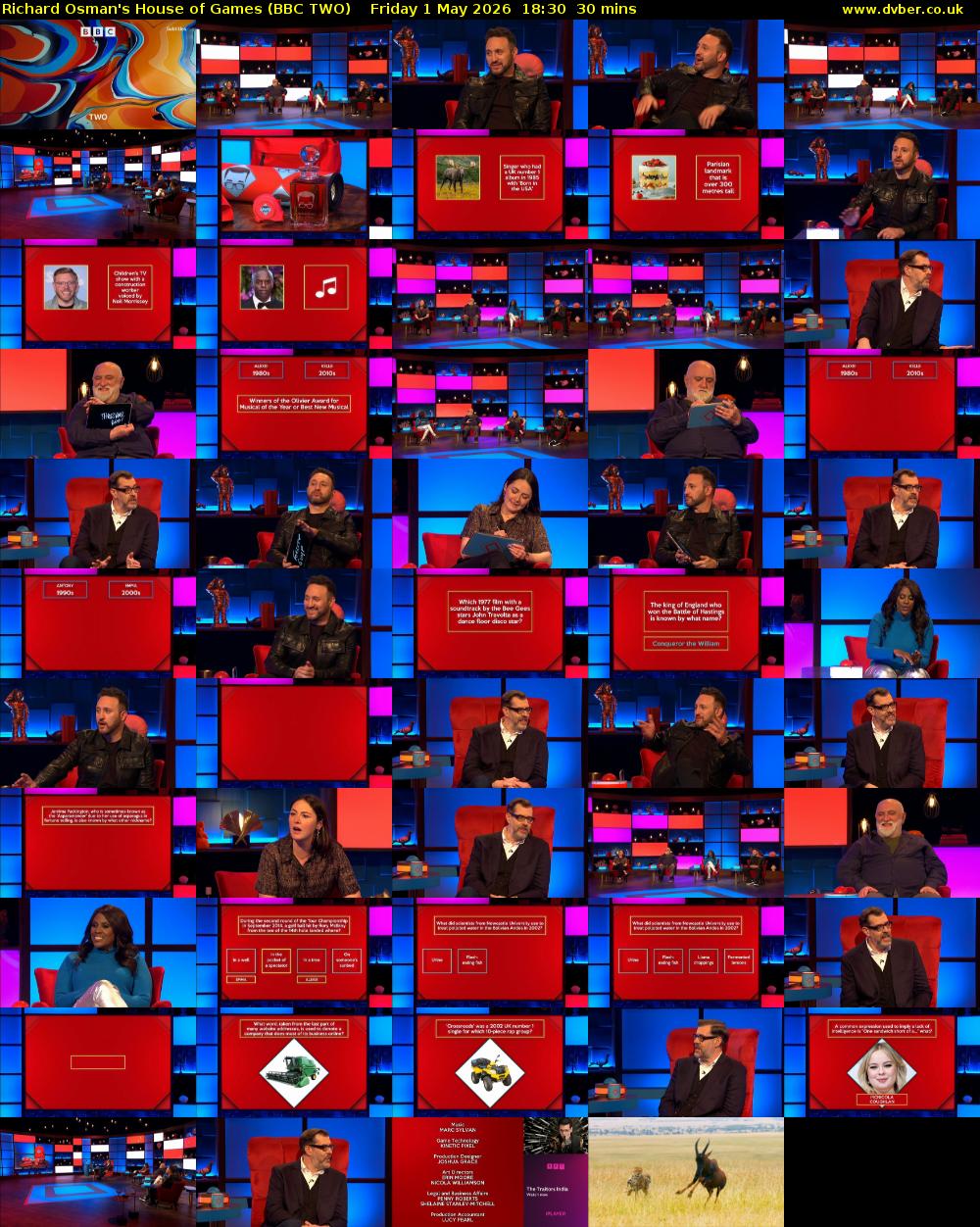 Richard Osman's House of Games (BBC TWO) Friday 1 May 2026 18:30 - 19:00