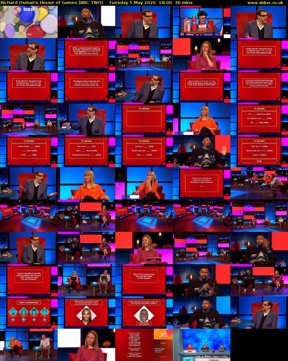 Richard Osman's House of Games (BBC TWO) Tuesday 5 May 2026 18:00 - 18:30
