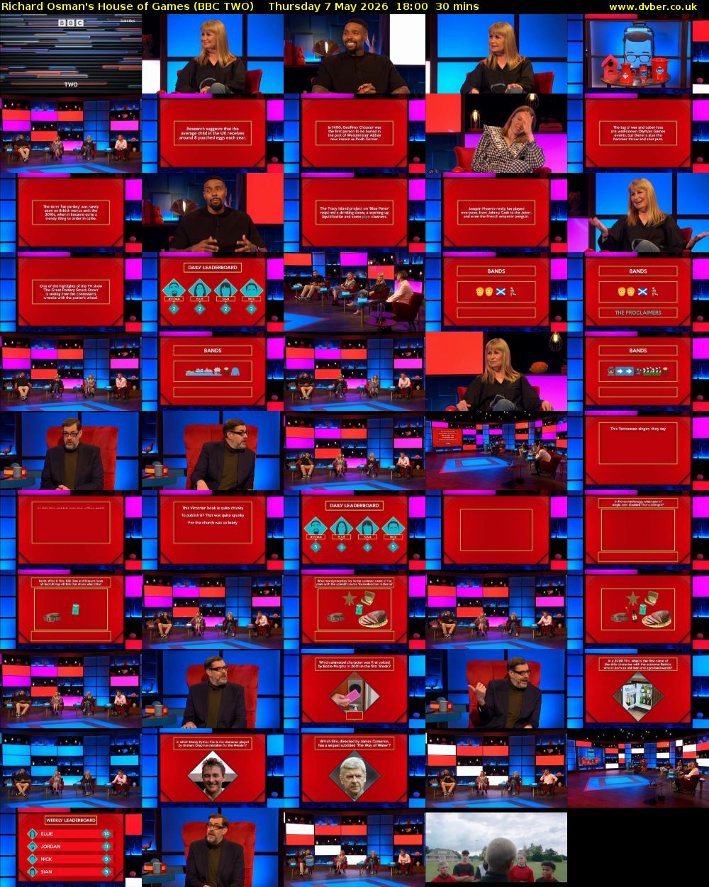 Richard Osman's House of Games (BBC TWO) Thursday 7 May 2026 18:00 - 18:30