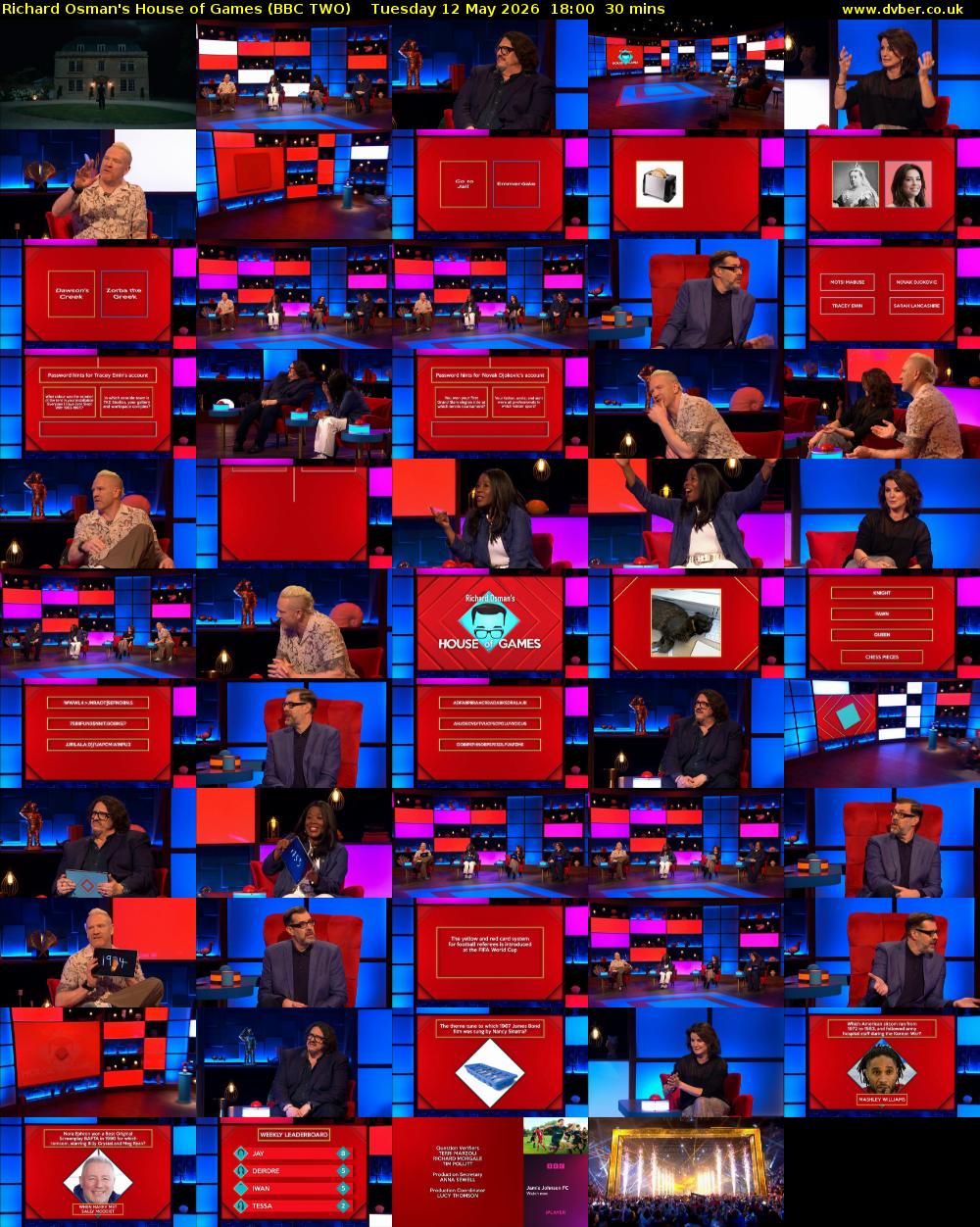 Richard Osman's House of Games (BBC TWO) Tuesday 12 May 2026 18:00 - 18:30